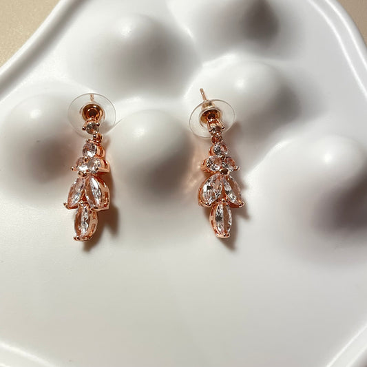 Daisy Rosegold Leaf CZ Earrings