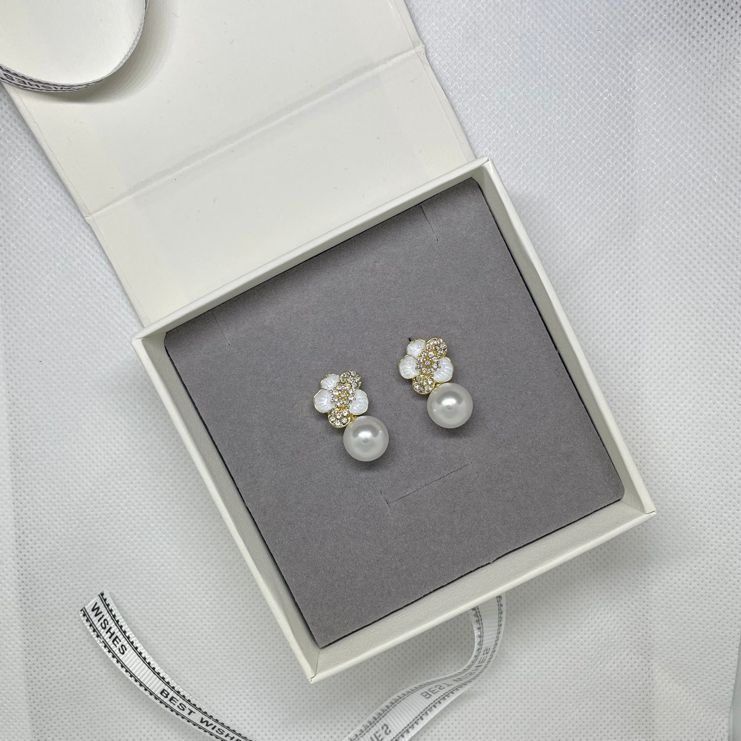 Dainty Gold Pearl Stud Earrings