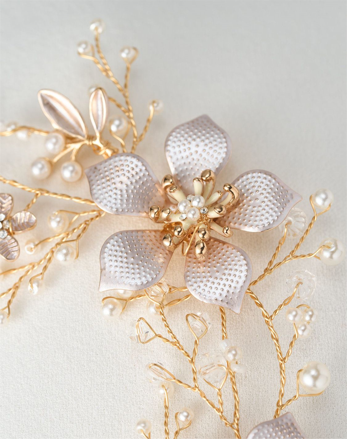 Henley Gold Floral Pearl Hair Vine