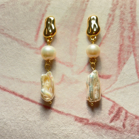 Gold Baroque Pearl  Drop