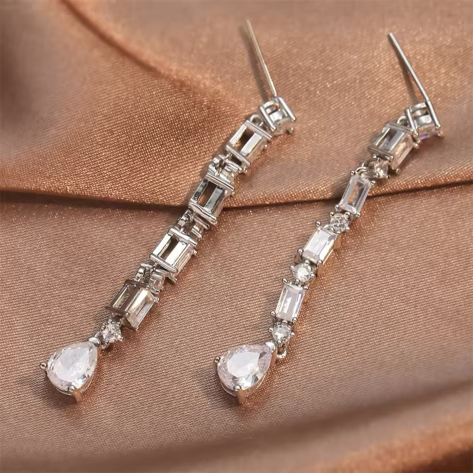 Chloe Silver CZ Statement Earring