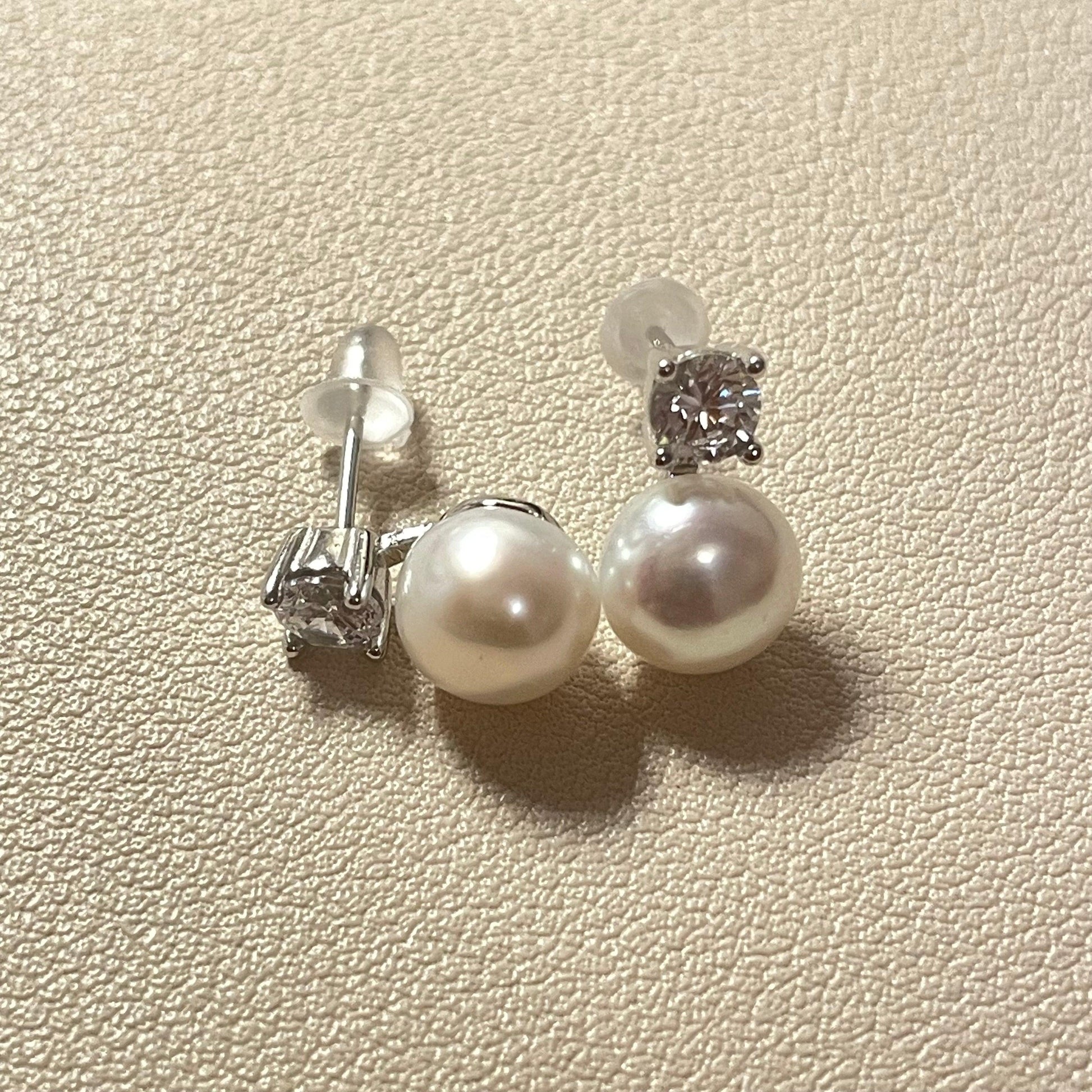 Amara Diamond Pearl Stud Earrings - Lizabetha Parker