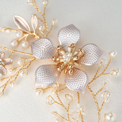 Vigne de cheveux Henley Gold Floral Pearl