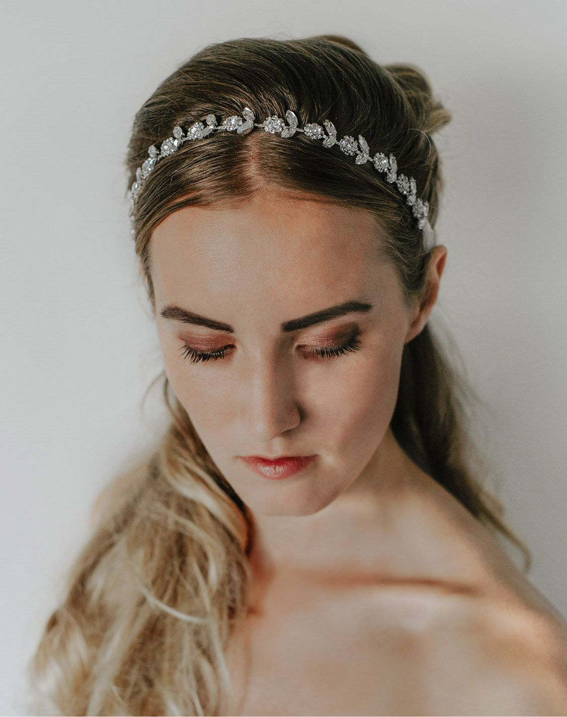 Silver Rhinestone Floral Hair Vine