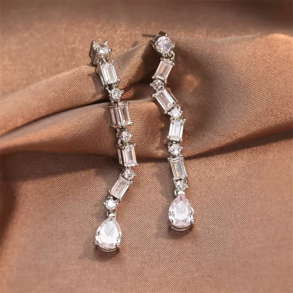 Chloe Silver CZ Statement Earring