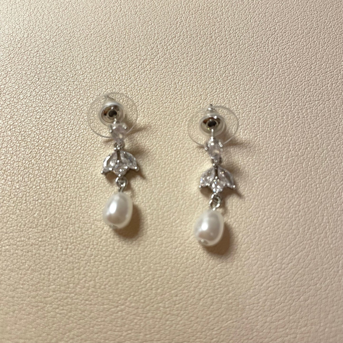 Leila CZ  Pearl Drop Earrings