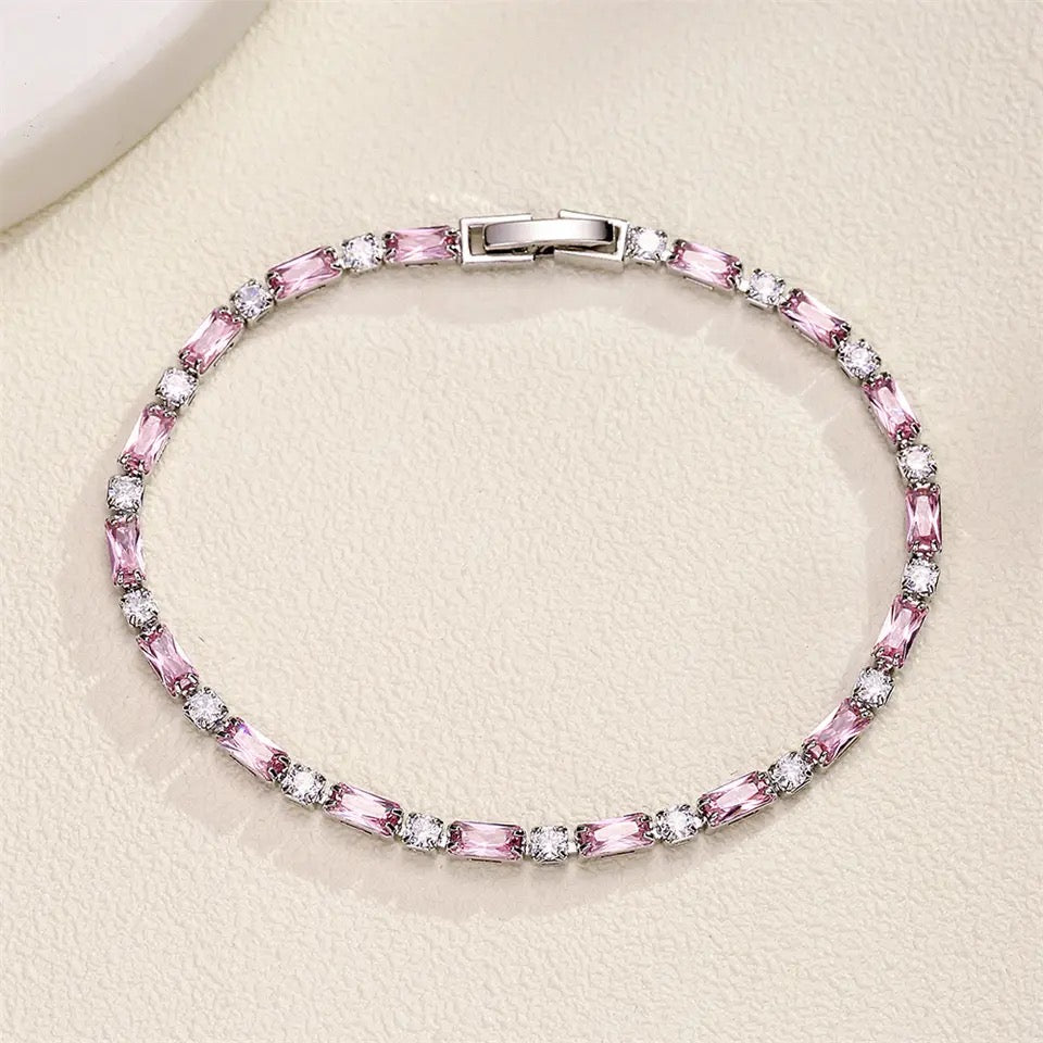 Astrid Pink and Silver Crystal Bracelet