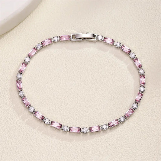 Astrid Pink and Silver Crystal Bracelet - Lizabetha Parker