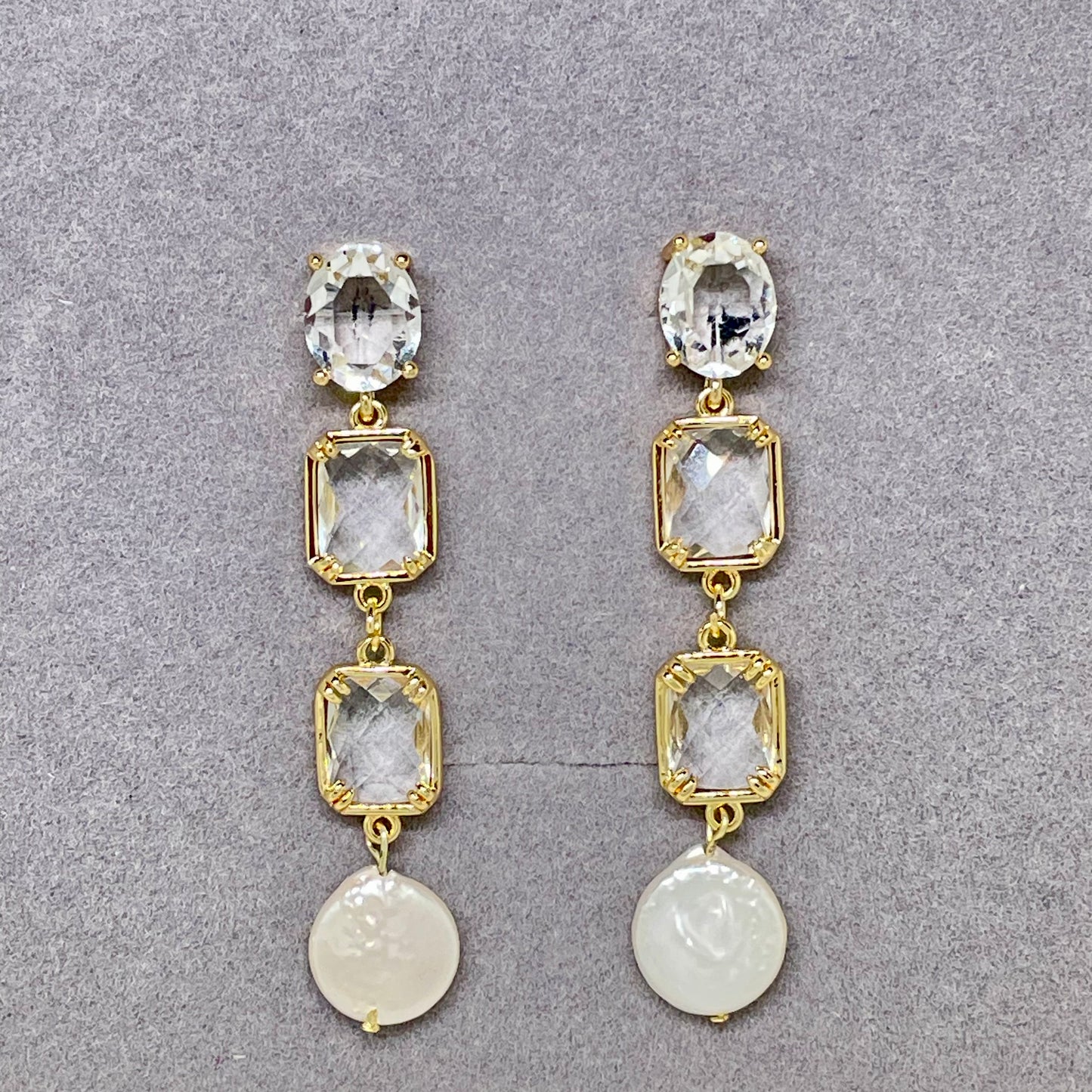 Stacy Pearl & Crystal Drop Earring - Lizabetha Parker