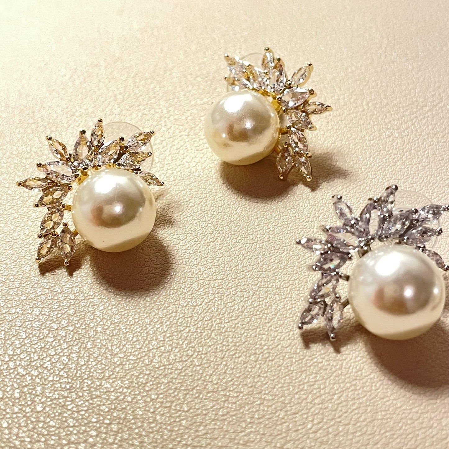 Fiona Pearl and CZ Stud Earrings - Lizabetha Parker