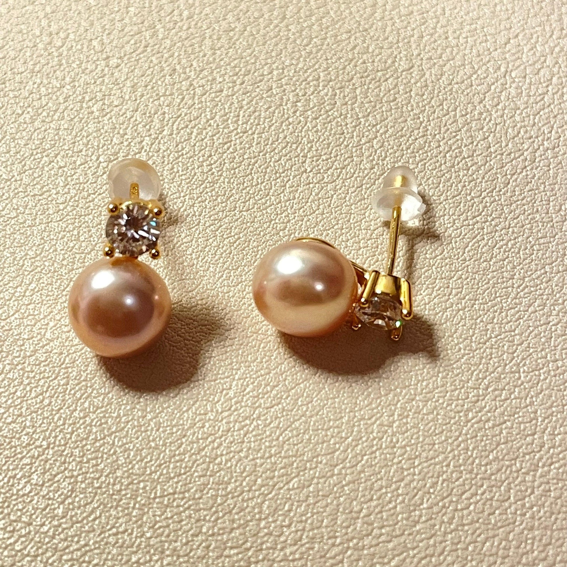 Amara Diamond Pearl Stud Earrings - Lizabetha Parker