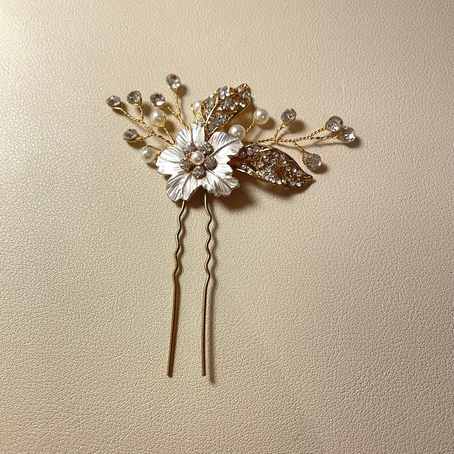 Kat Flower and Crystal Hair Pins