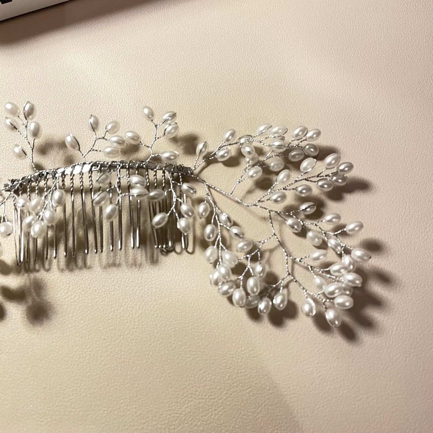 Astrid Silver Pearl Hair Comb - Lizabetha Parker