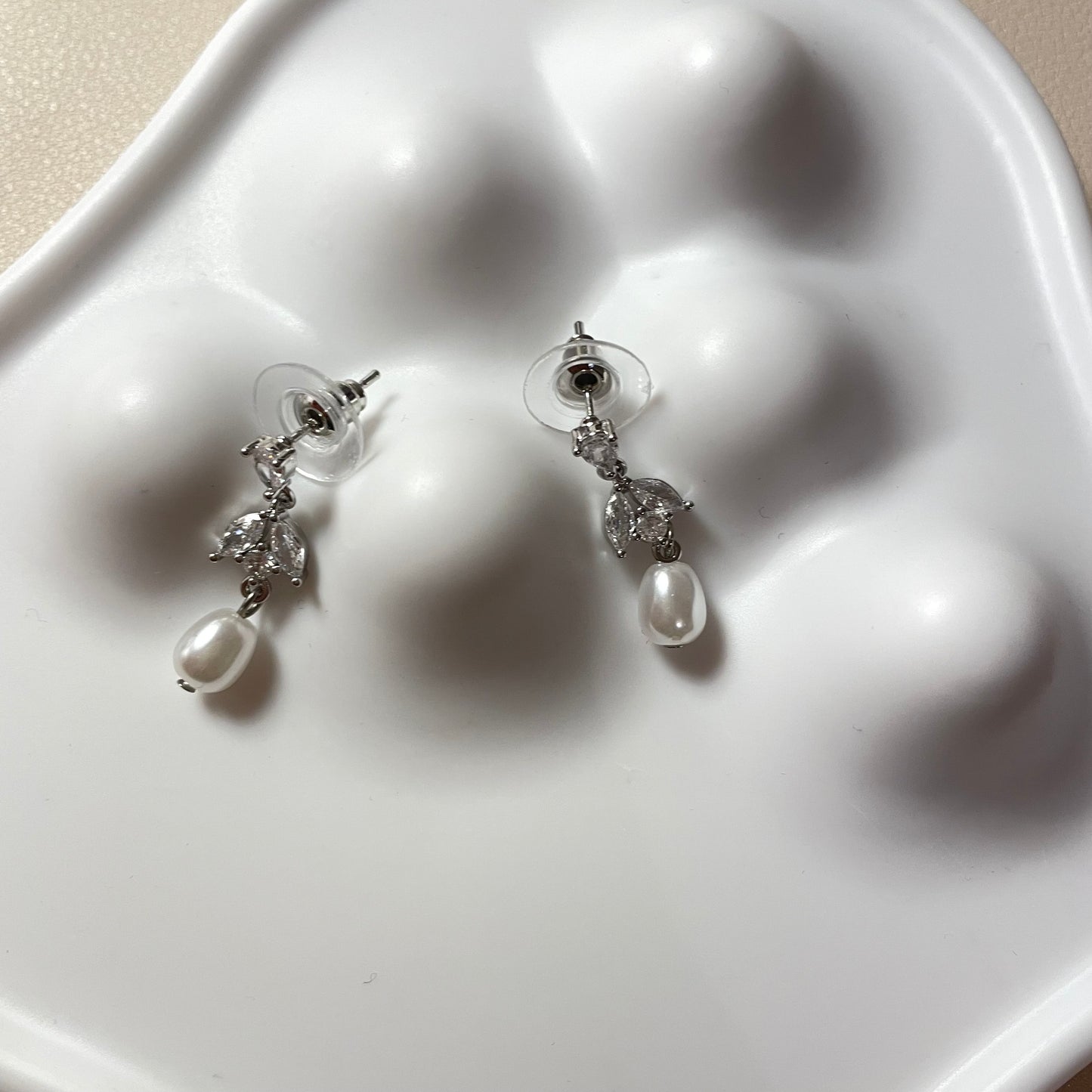 Leila CZ  Pearl Drop Earrings