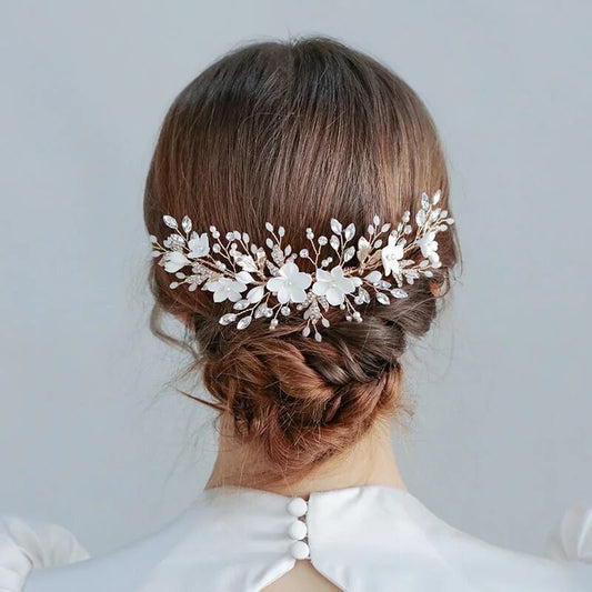 Bonnie White Flower Hair Comb - Lizabetha Parker