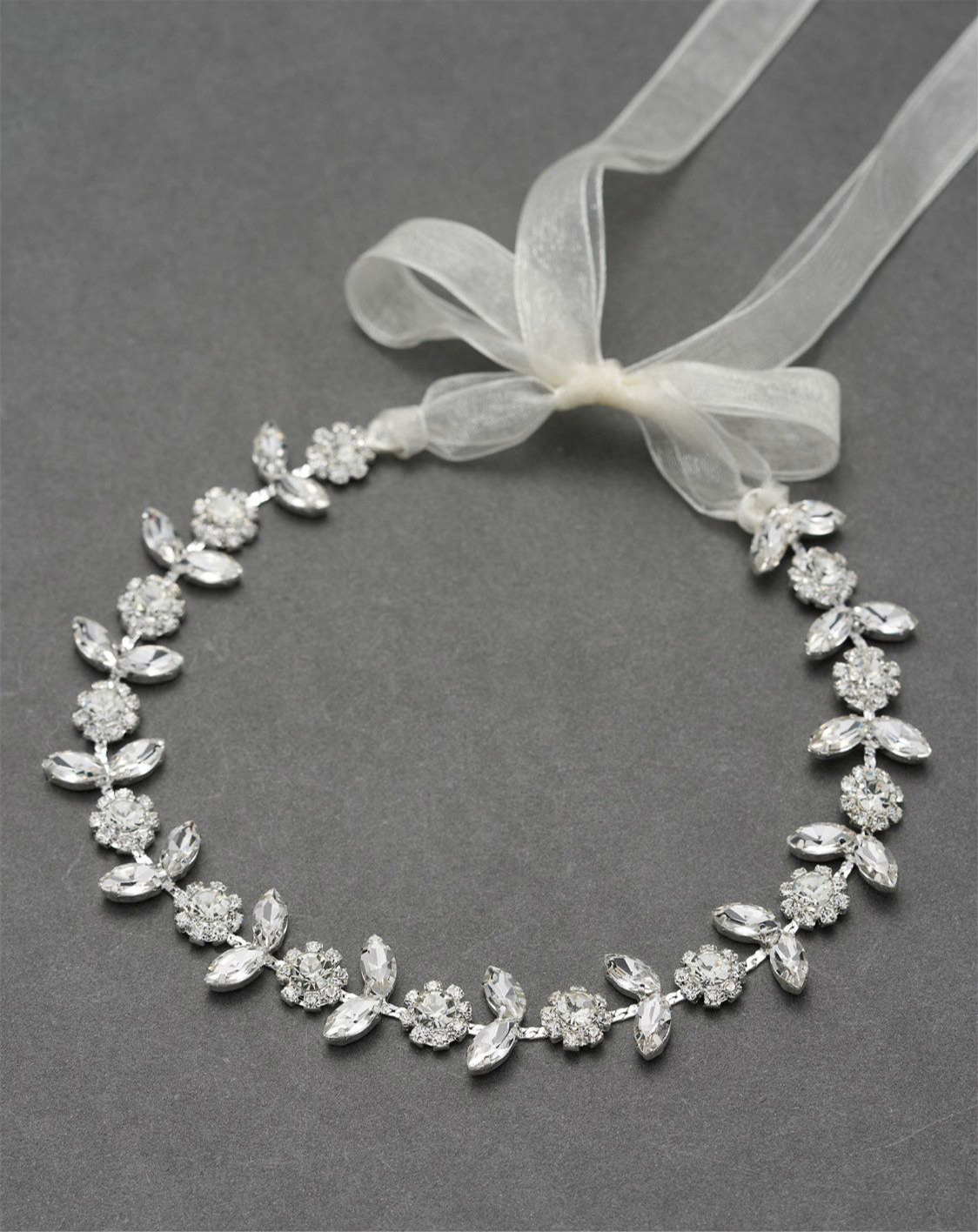 Silver Rhinestone Floral Hair Vine