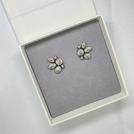 Cindy Antique Silver CZ Stud Earrings
