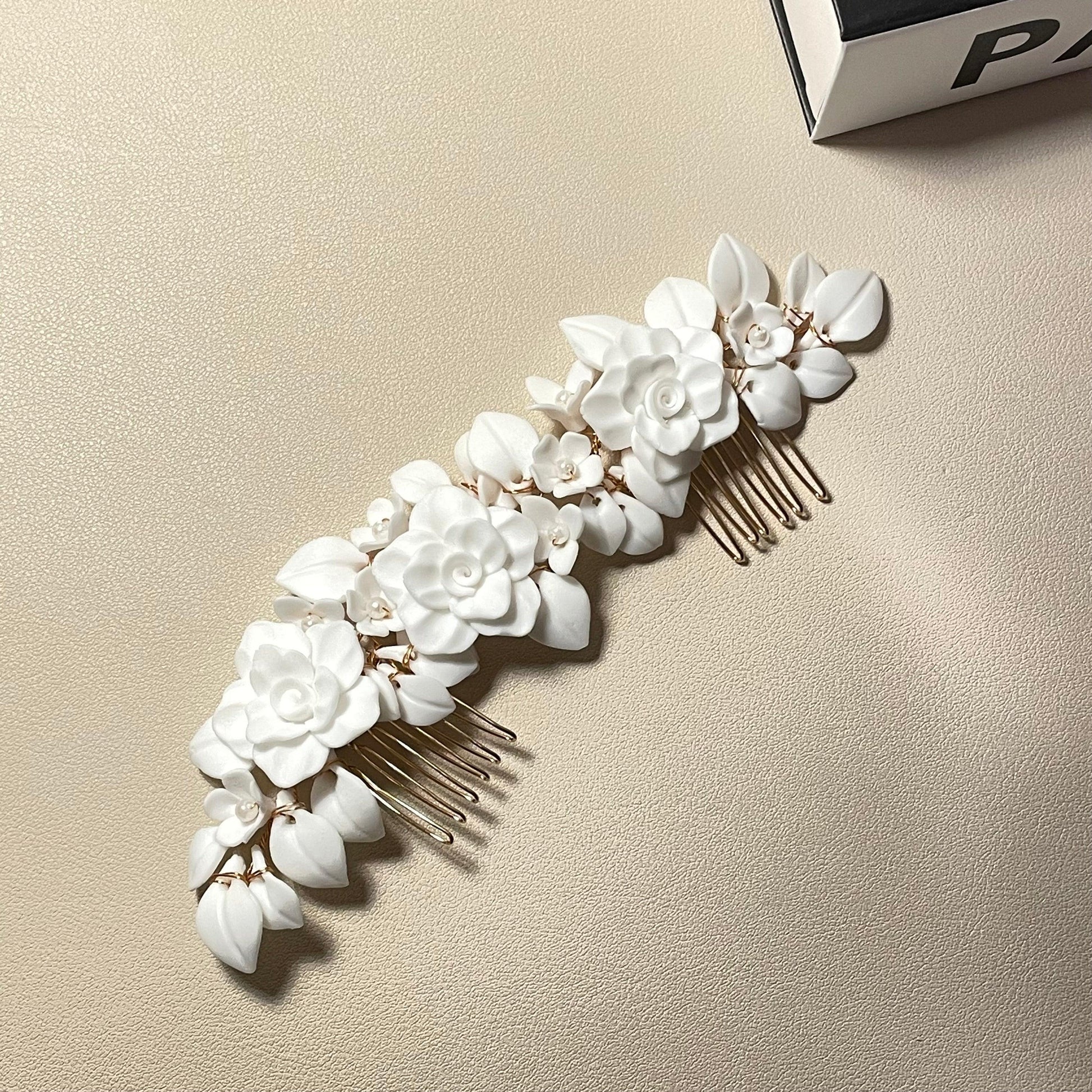 Emmy White Wedding Comb - Lizabetha Parker