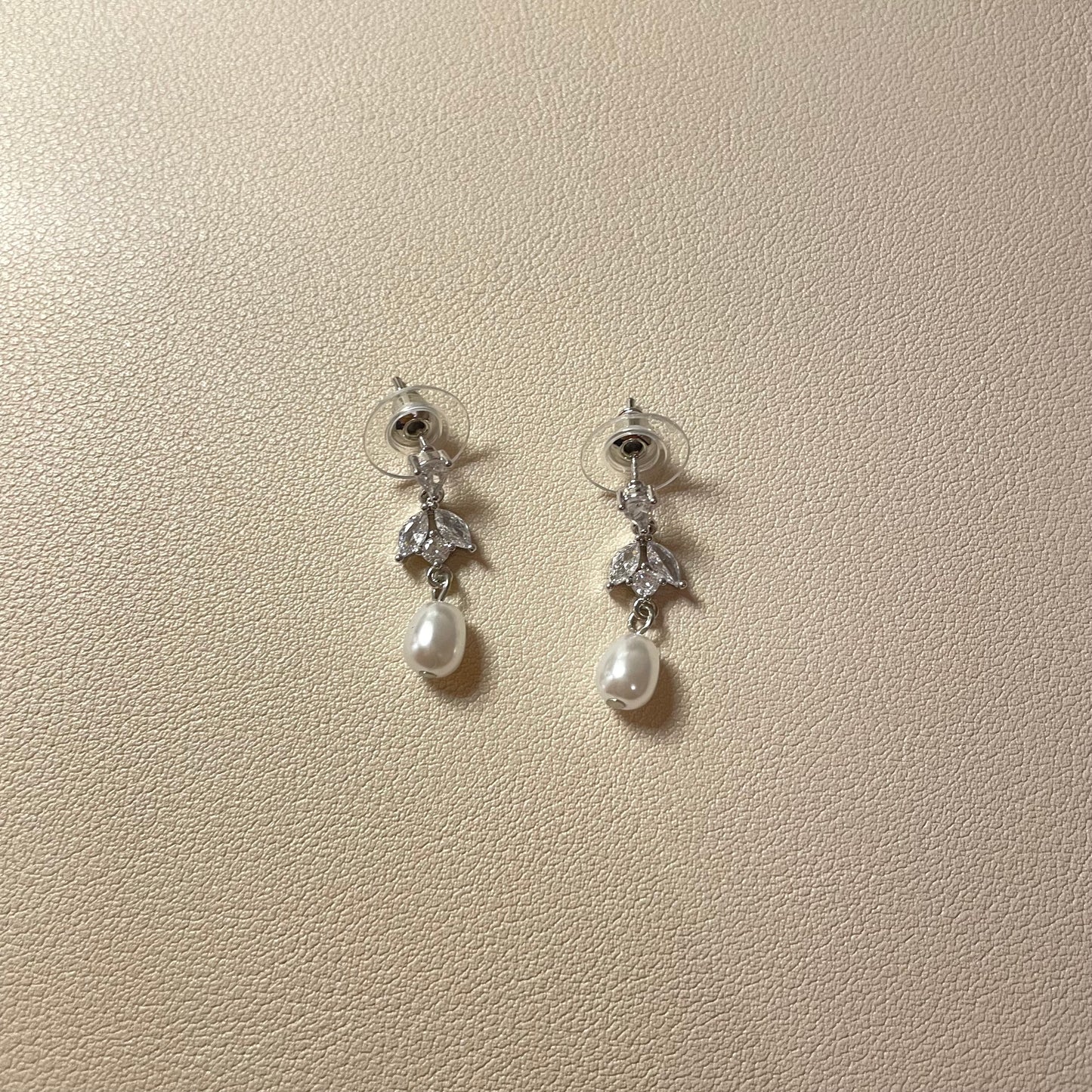 Leila CZ  Pearl Drop Earrings