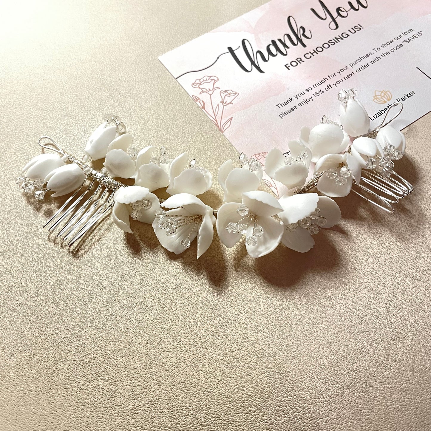 Aubree White Flower Hair Comb