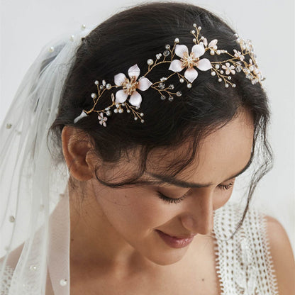 Vigne de cheveux Henley Gold Floral Pearl