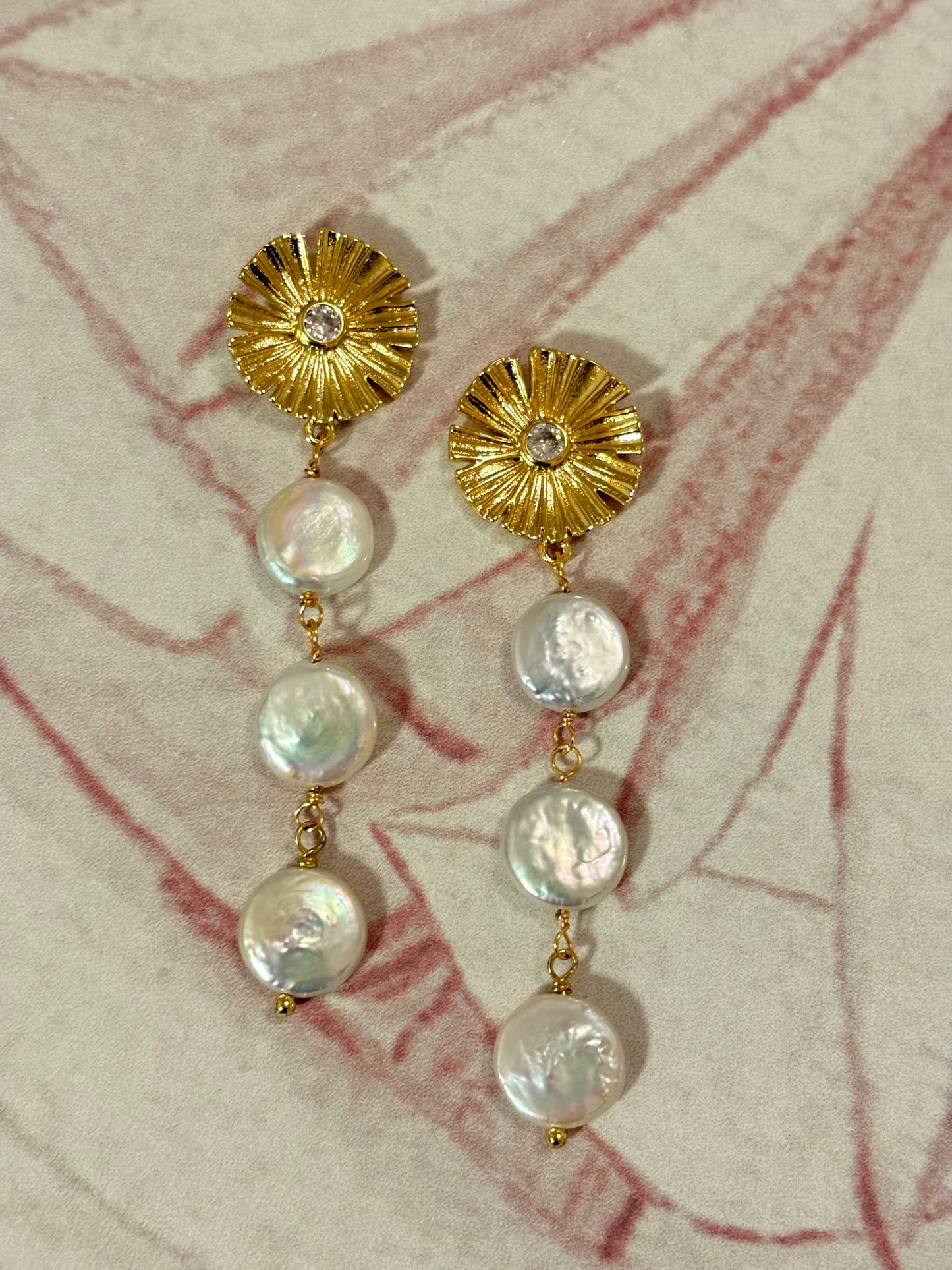 Baroque Gold Coin Pearl Long Drop