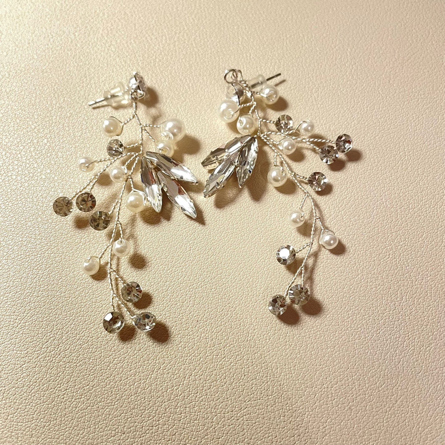 Lila Bridal Flower Vine Earrings