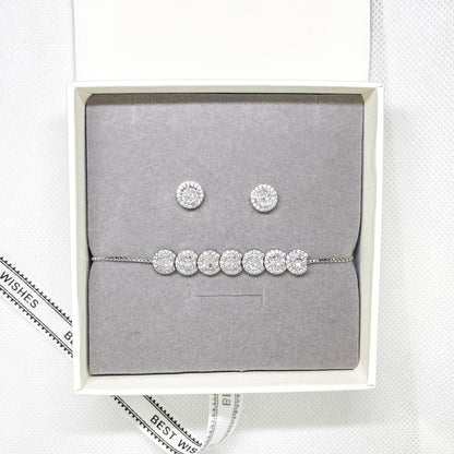 Ensemble de boucles d'oreilles et de bracelet en cristal argenté Selena