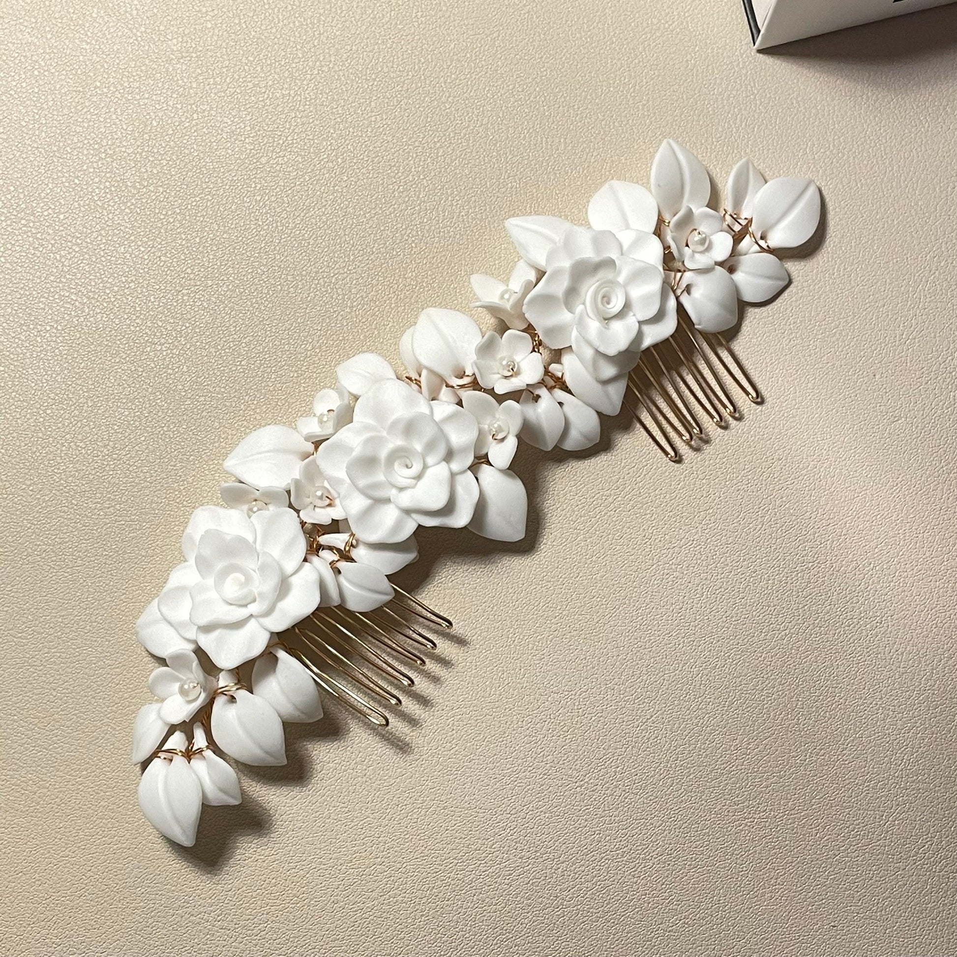 Emmy White Wedding Comb - Lizabetha Parker