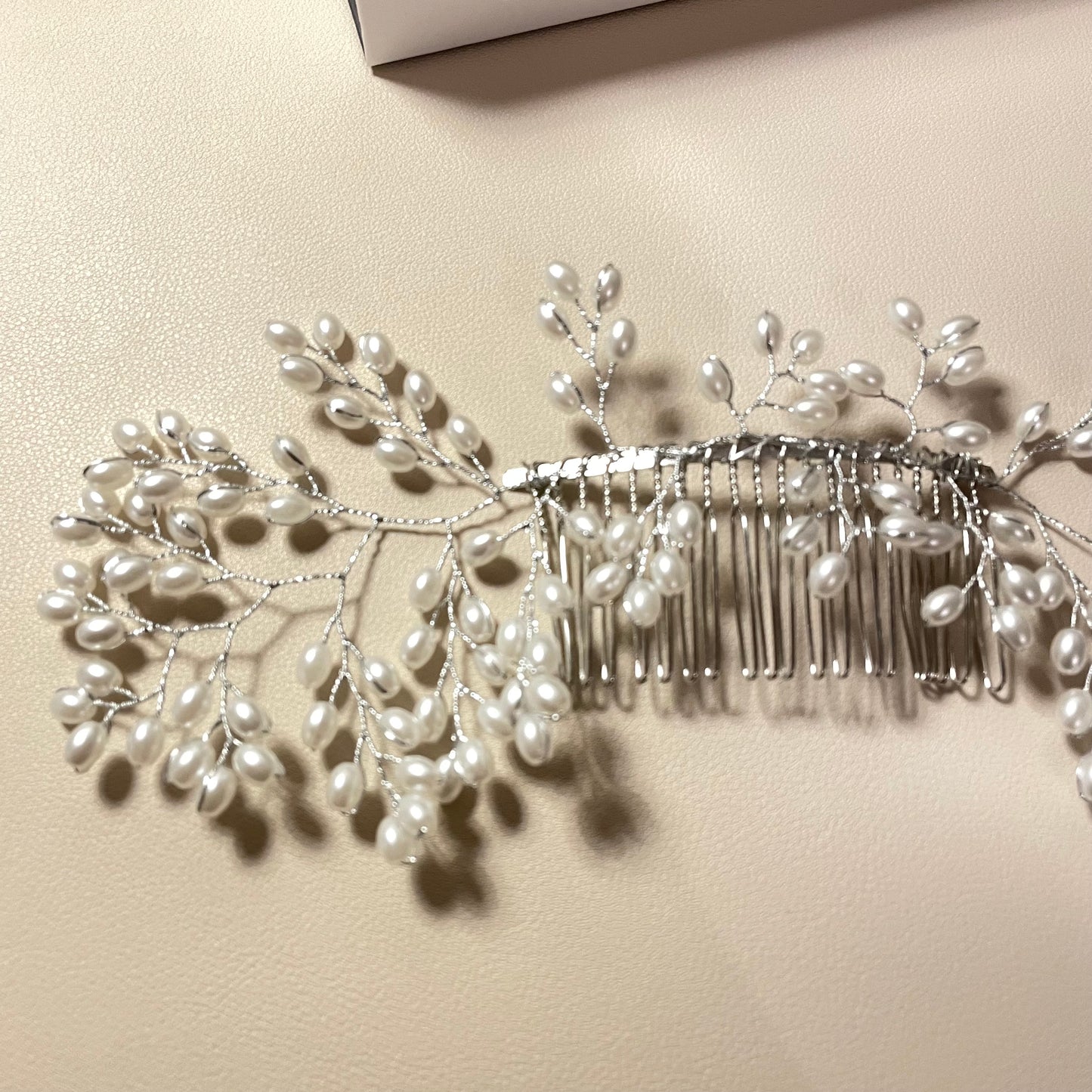 Astrid Silver Pearl Hair Comb - Lizabetha Parker