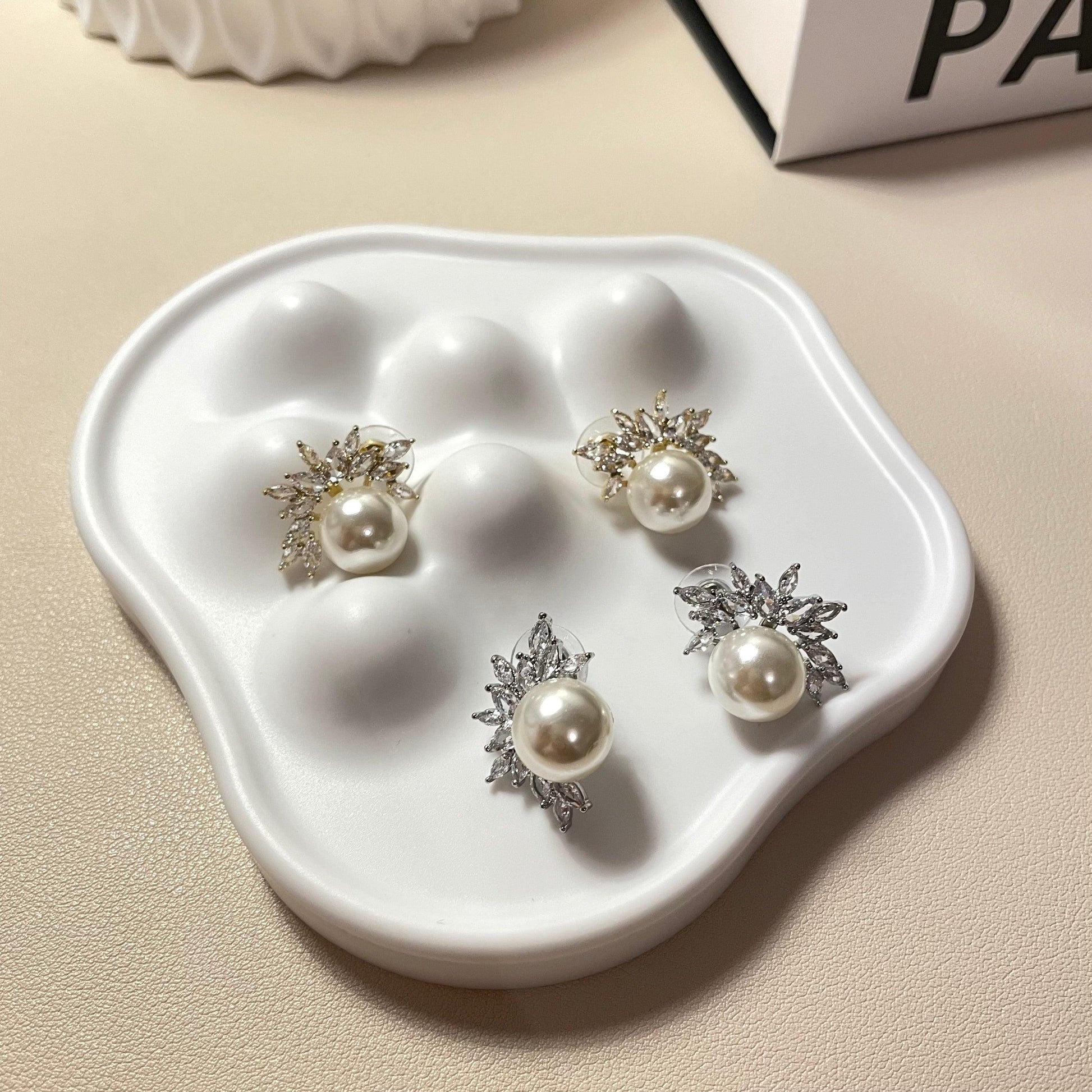 Fiona Pearl and CZ Stud Earrings - Lizabetha Parker