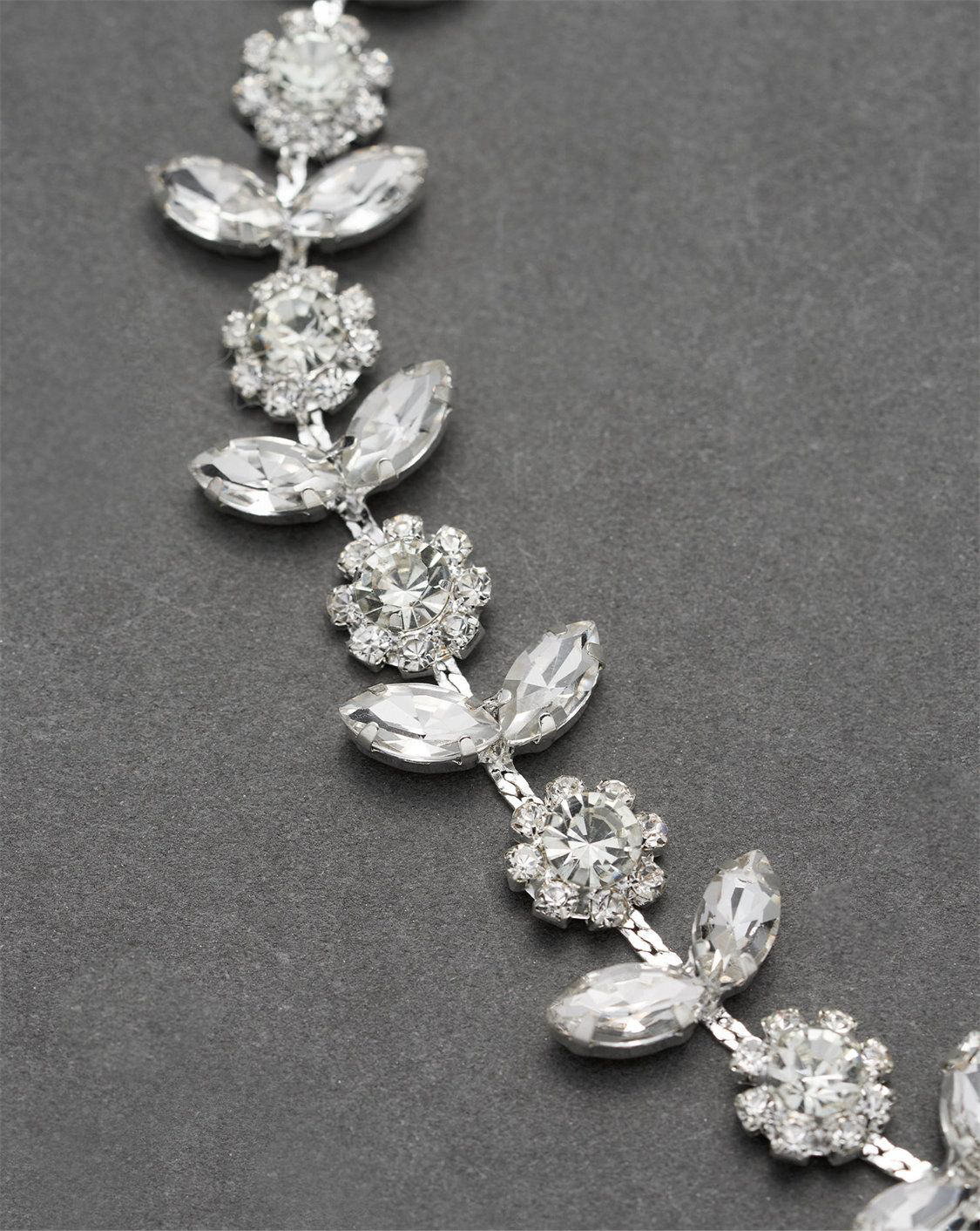 Silver Rhinestone Floral Hair Vine