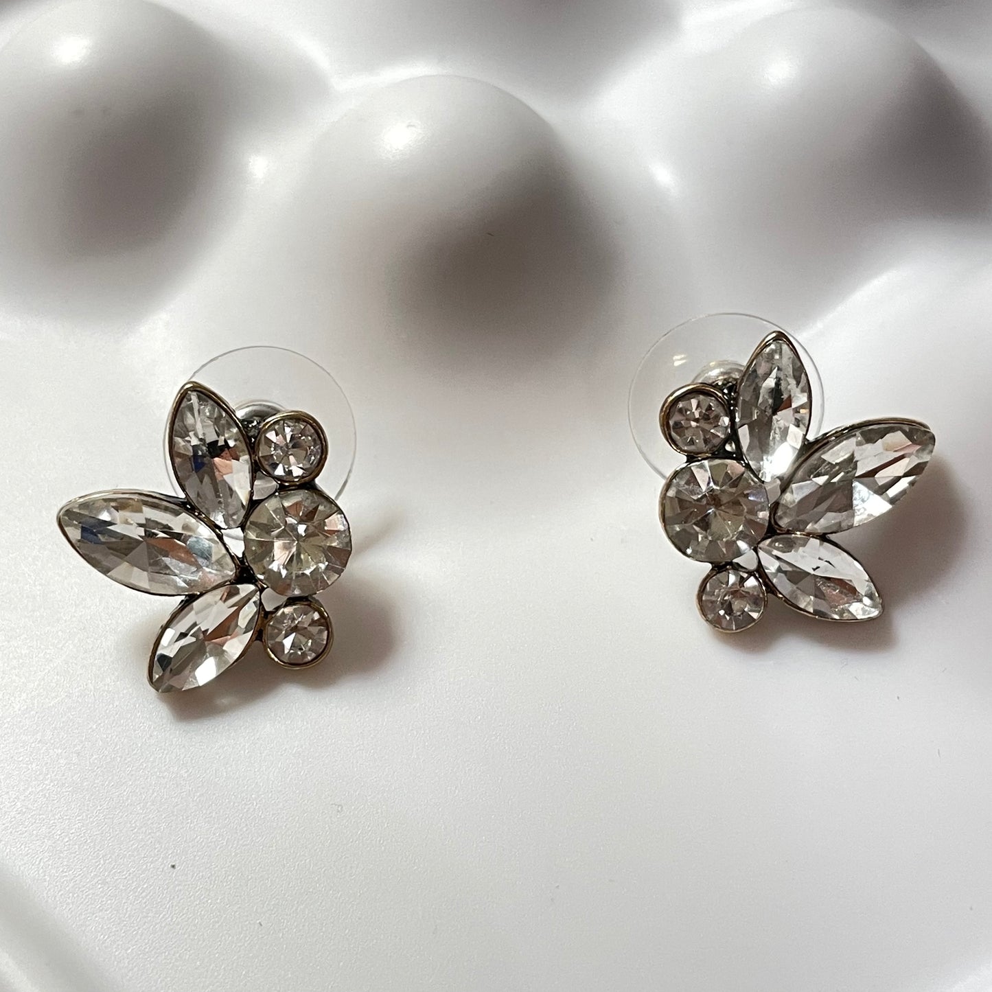 Scarlett Antique Silver CZ Stud Earrings