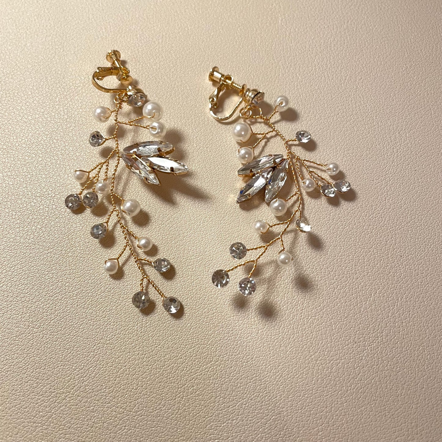 Lila Bridal Flower Vine Earrings