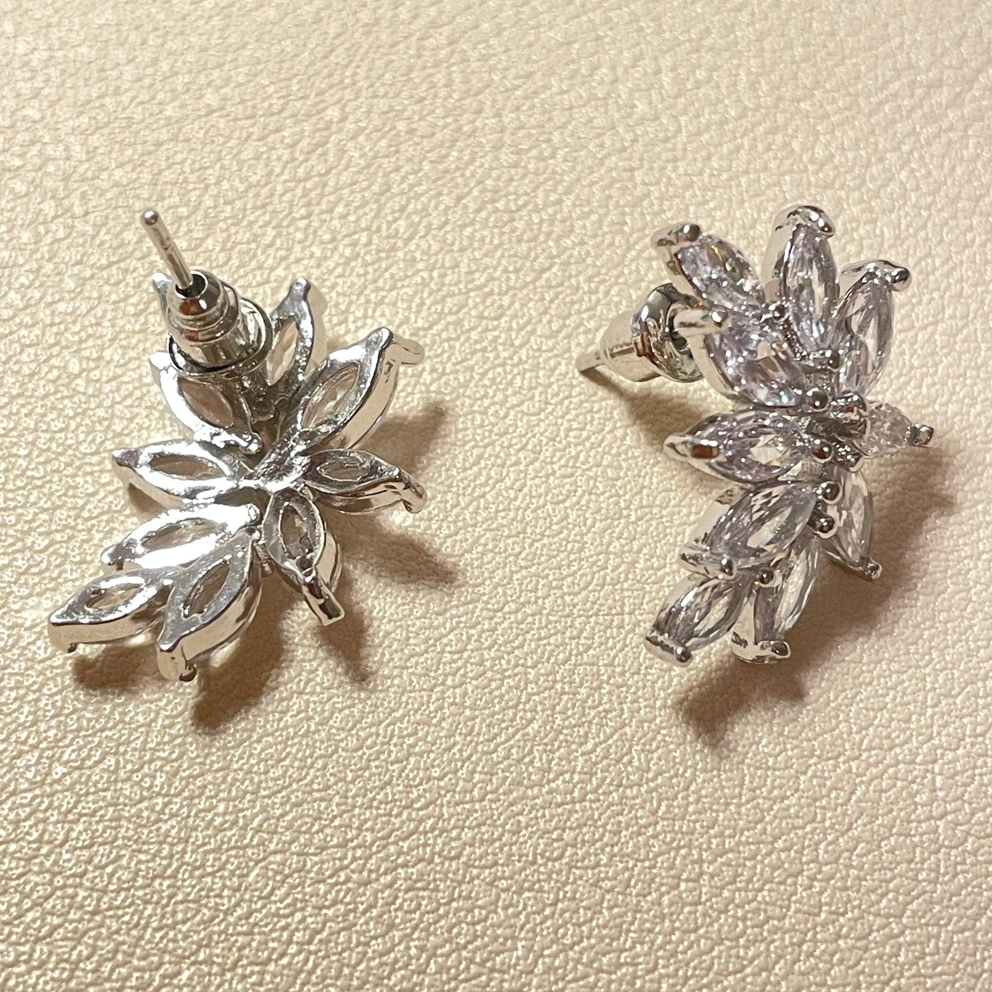 Maeve Silver Leaf CZ Stud Earring - Lizabetha Parker