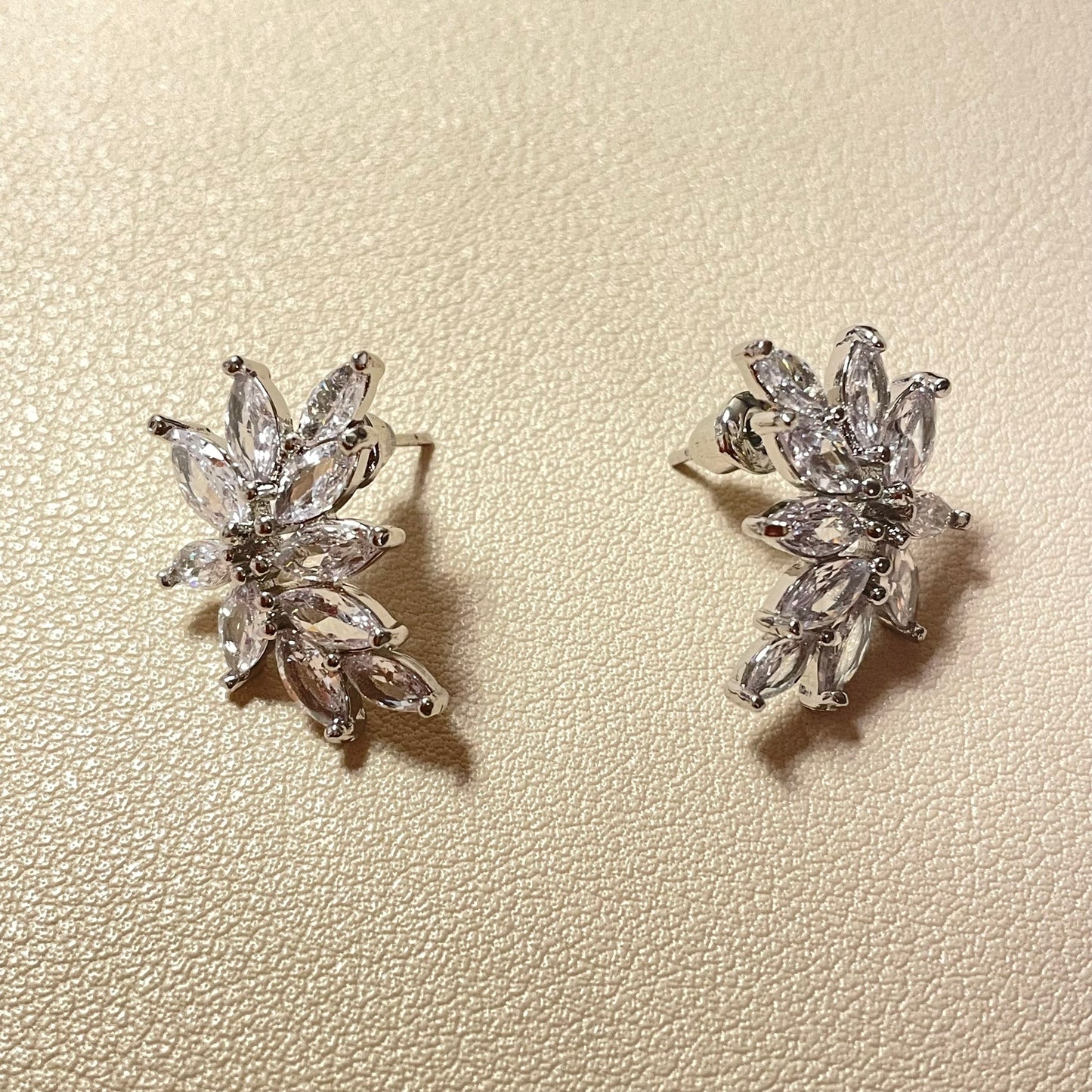 Maeve Silver Leaf CZ Stud Earring - Lizabetha Parker