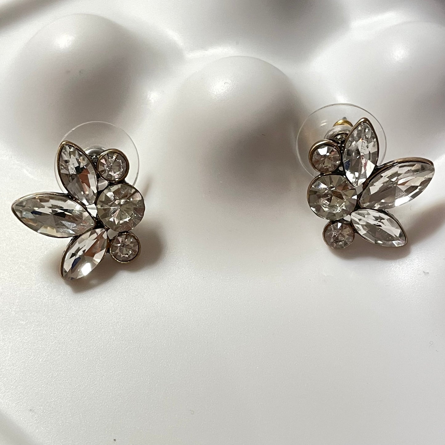 Scarlett Antique Silver CZ Stud Earrings