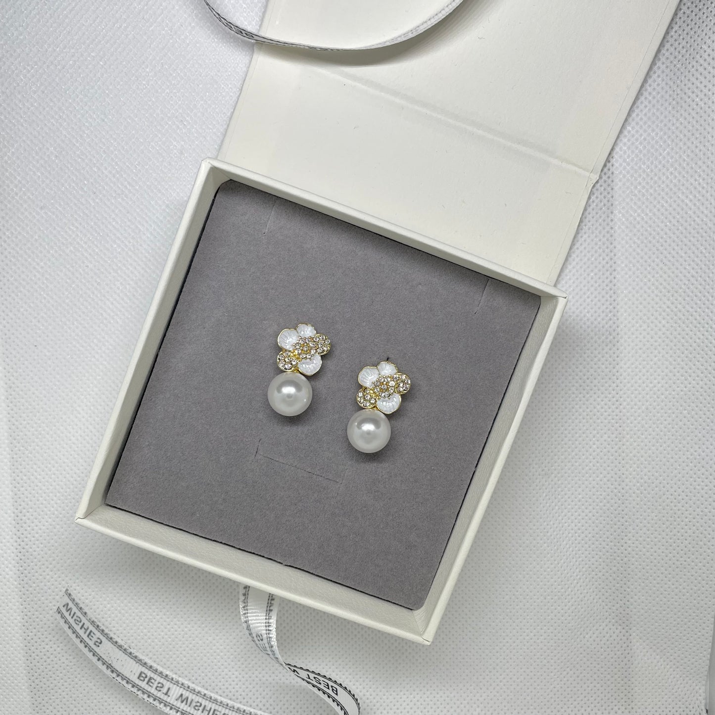 Dainty Gold Pearl Stud Earrings