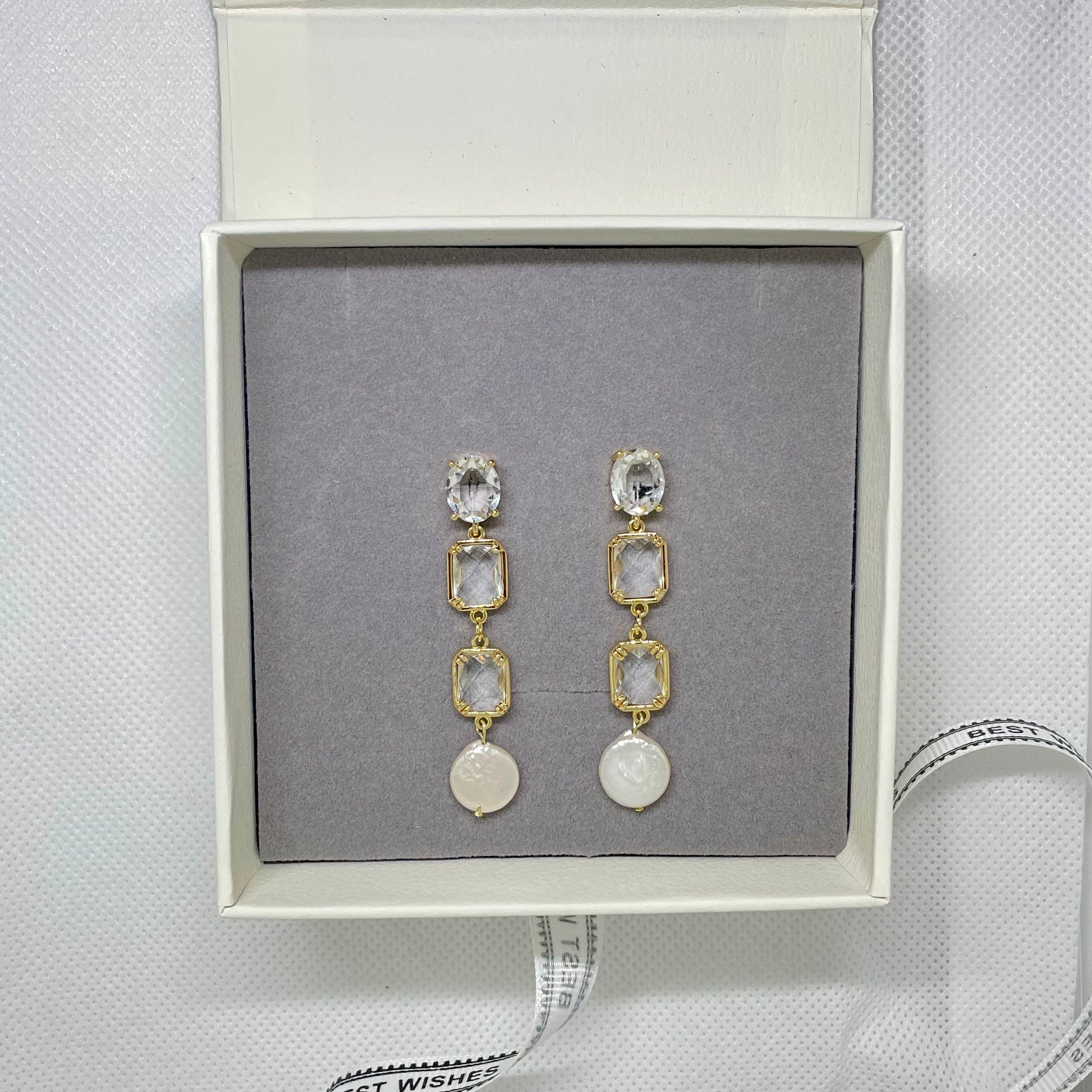 Stacy Pearl & Crystal Drop Earring - Lizabetha Parker