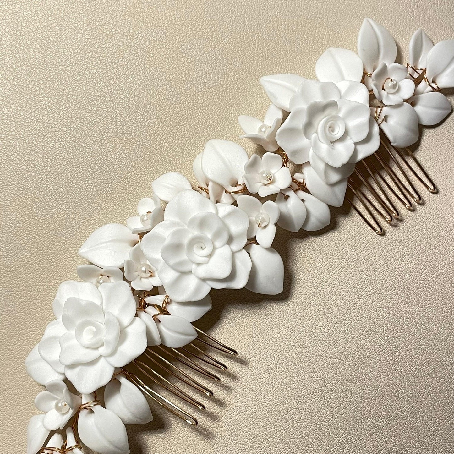 Emmy White Wedding Comb - Lizabetha Parker