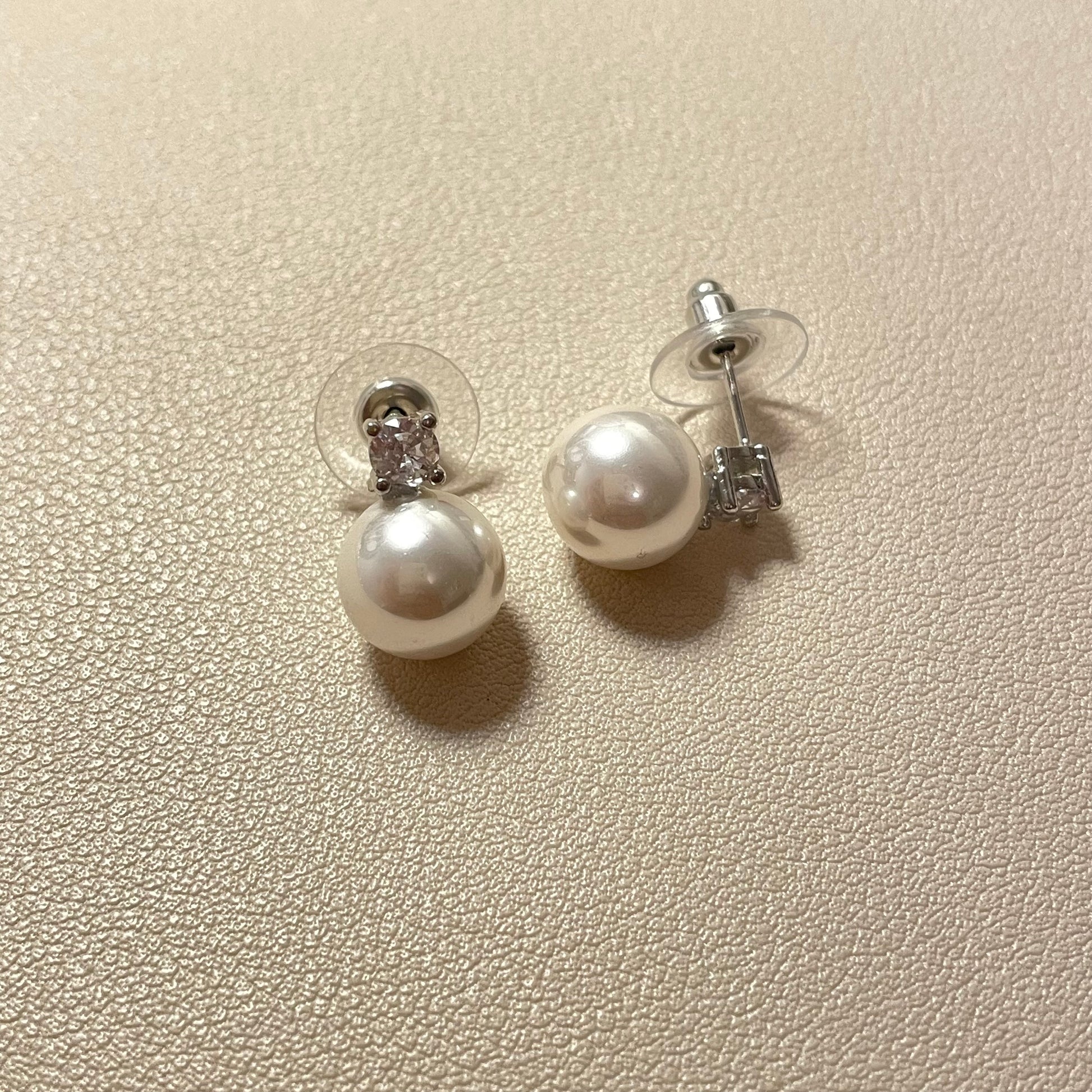 Evelyn Diamond Pearl Stud Earrings - Lizabetha Parker