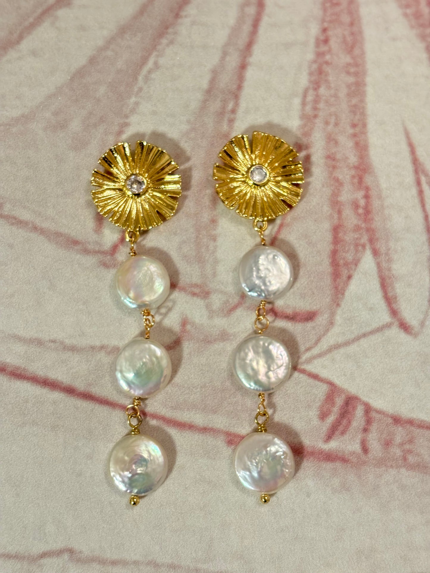 Baroque Gold Coin Pearl Long Drop