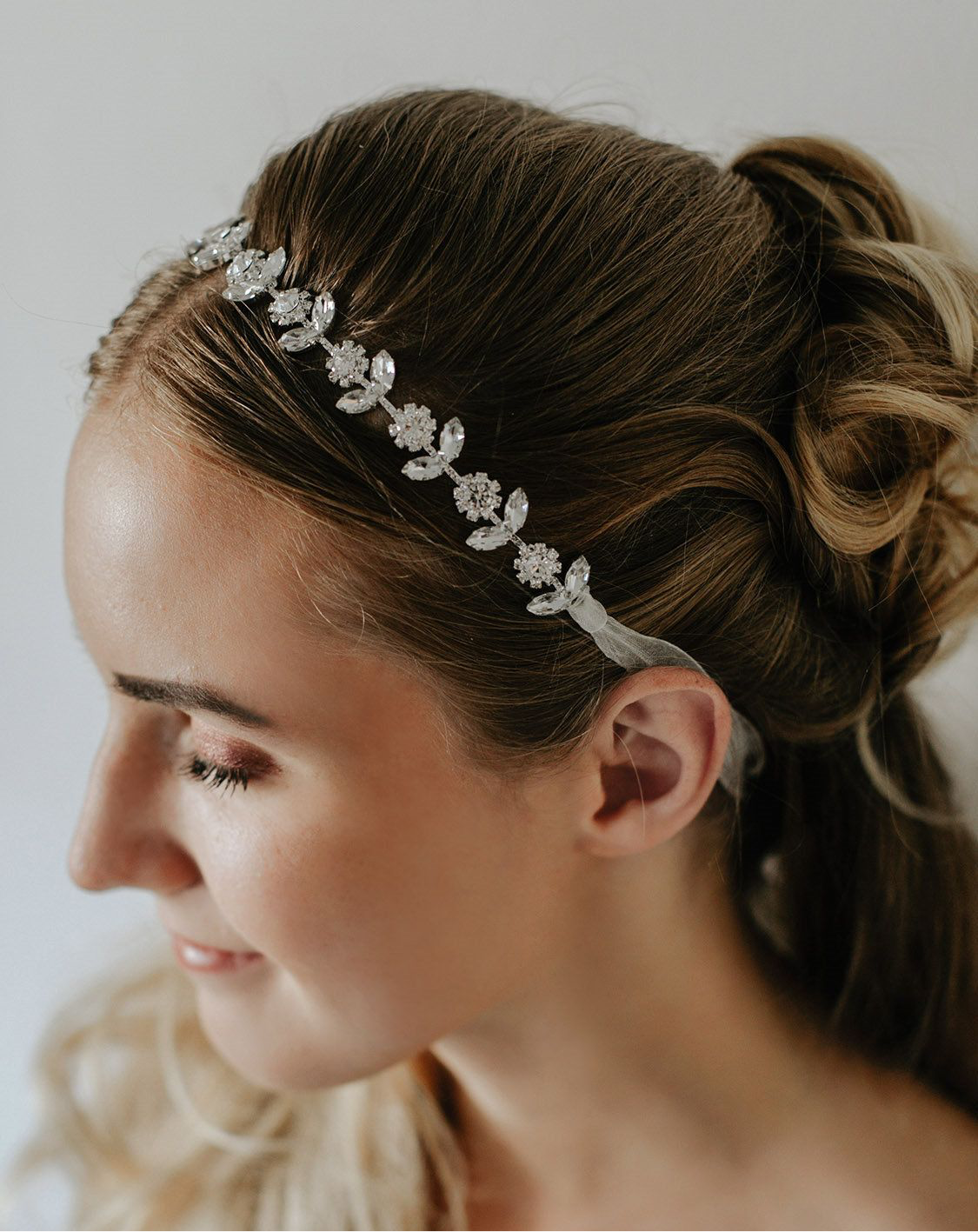 Silver Rhinestone Floral Hair Vine