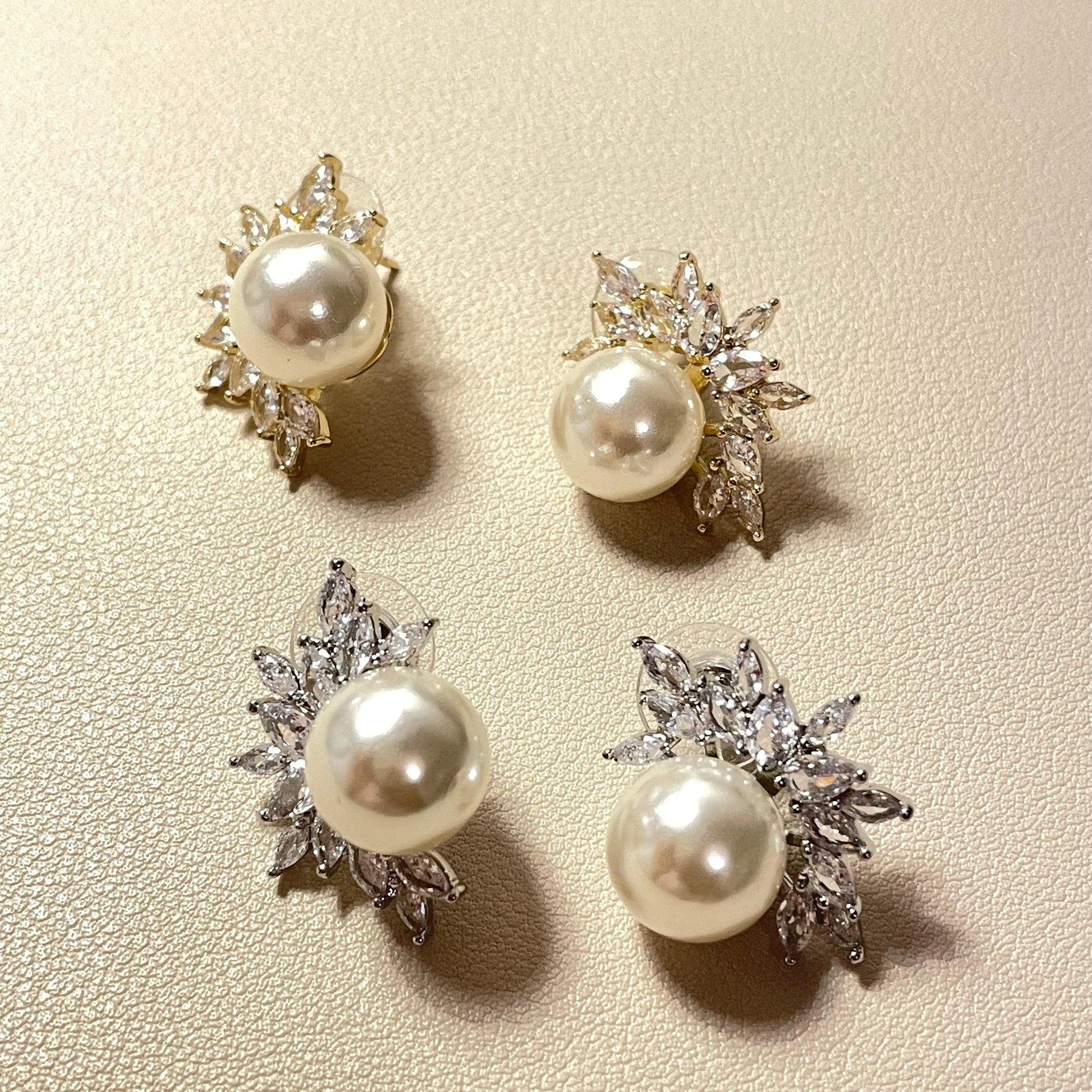 Fiona Pearl and CZ Stud Earrings - Lizabetha Parker