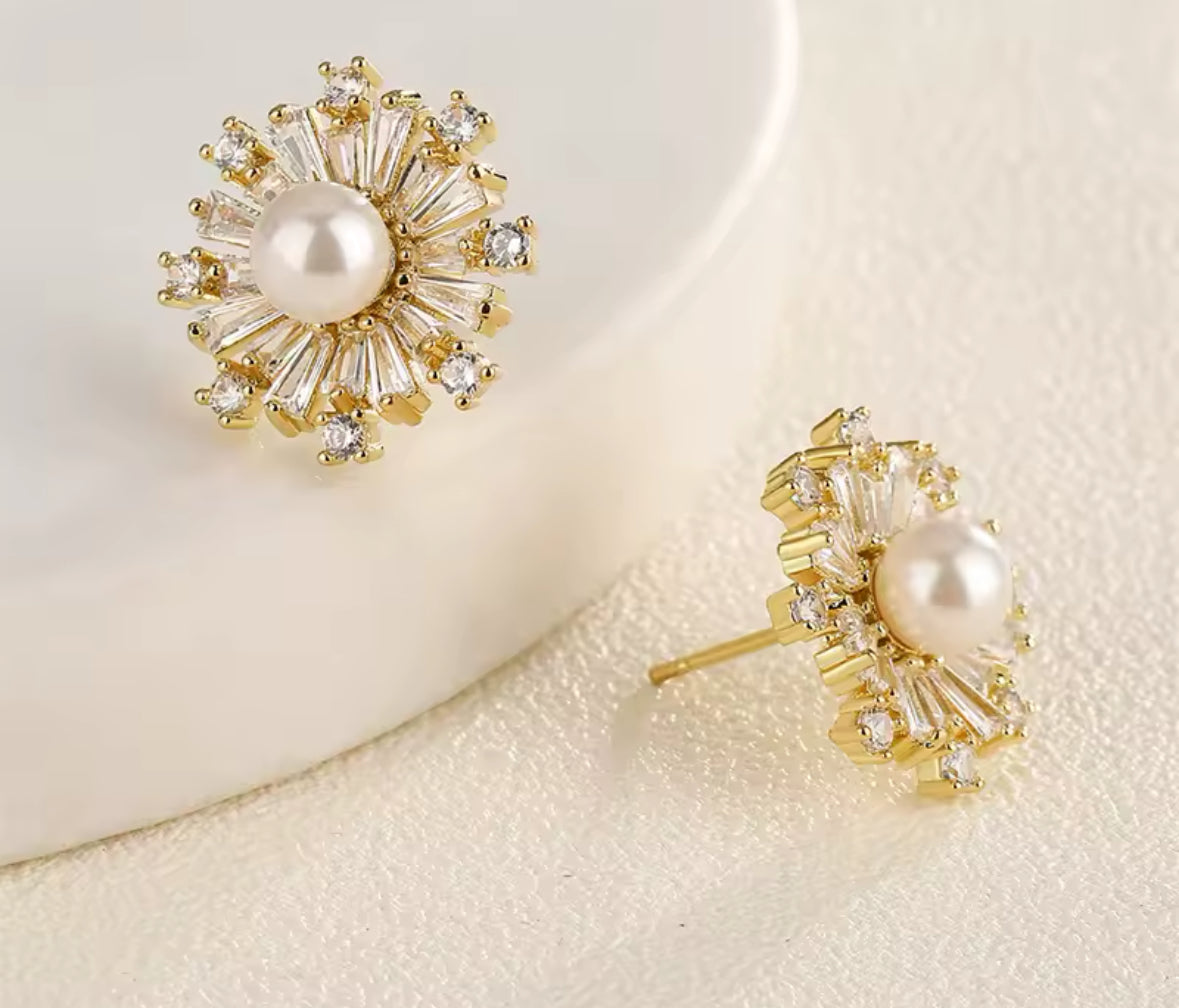 Dhwani Dainty CZ and Pearl Stud Earrings - Lizabetha Parker