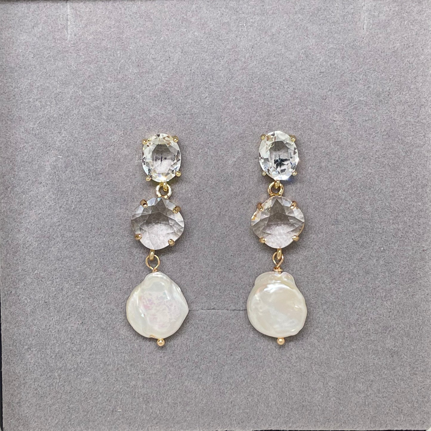 Shelia Crystal and Pearl Bridal Earring - Lizabetha Parker