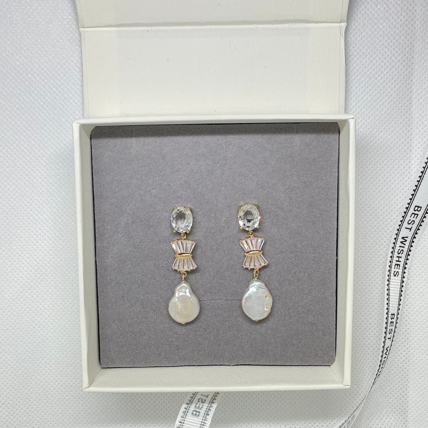 Hilda Crystal and Pearl Bridal Earring - Lizabetha Parker