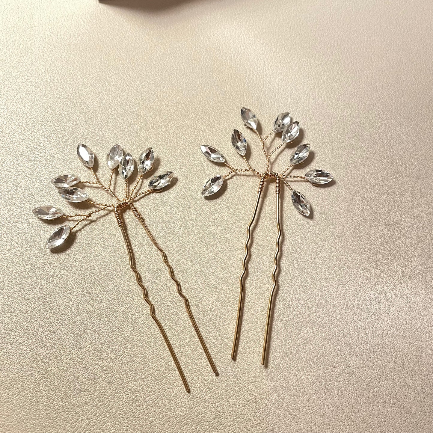 Charlotte Gold Crystal Hair Pins (Set of 3) - Lizabetha Parker