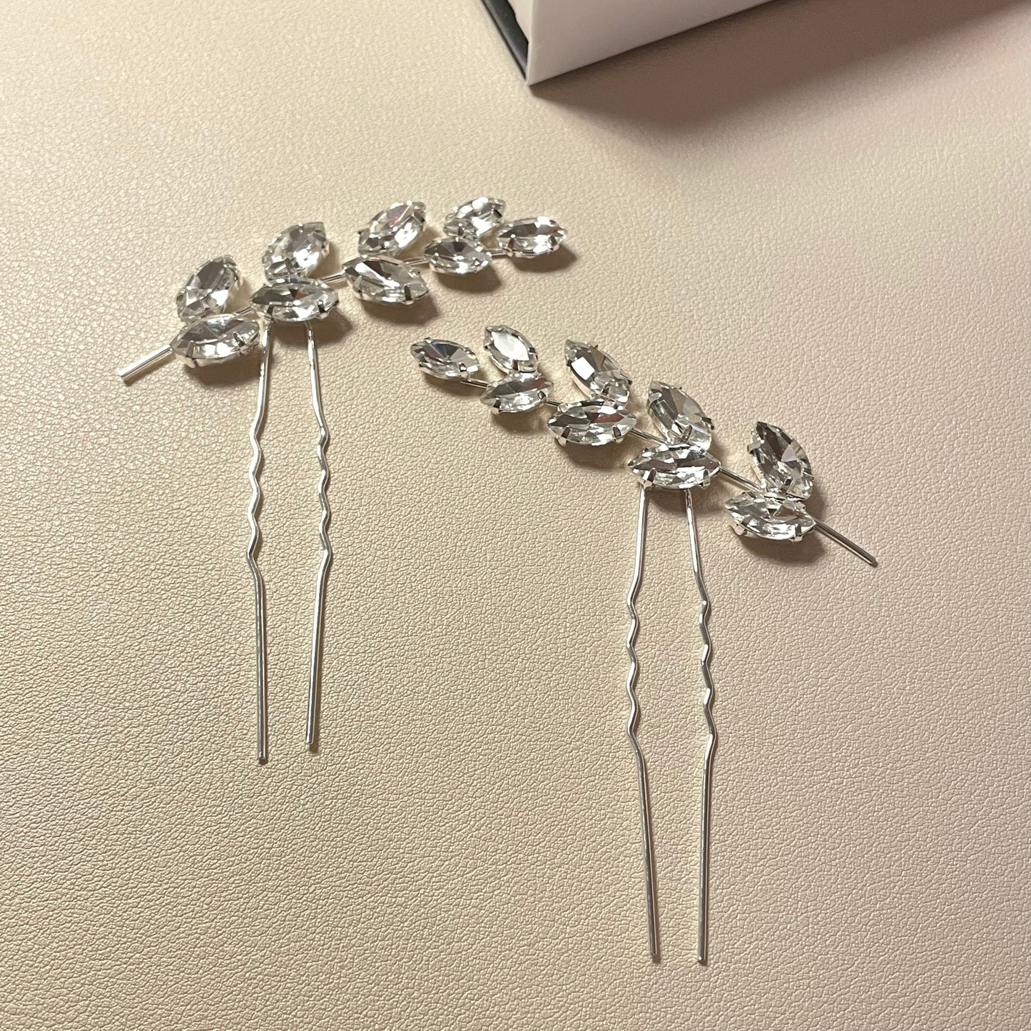 Arlene Crystal Leaf Hair Pin (Set of 2) - Lizabetha Parker