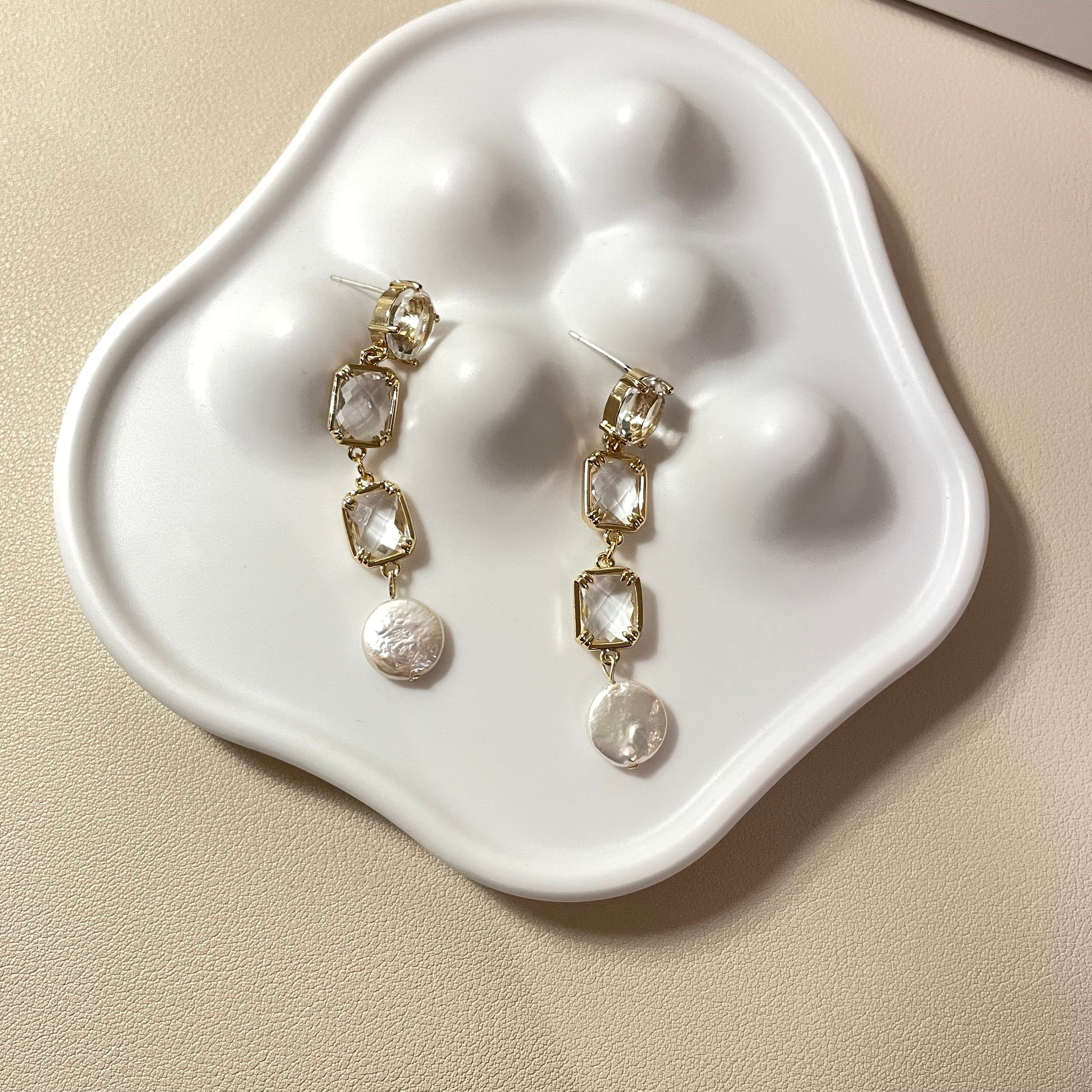 Stacy Pearl & Crystal Drop Earring - Lizabetha Parker